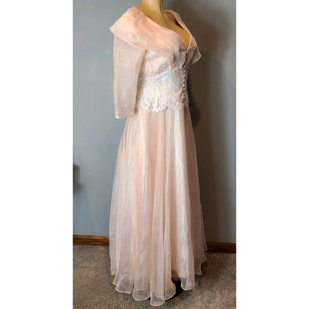 Fairy Maxi Dress Pink Lace Dreamy Women Ren Faire 70s 90s Sz 6 Ethereal Coquette - Picture 6 of 11